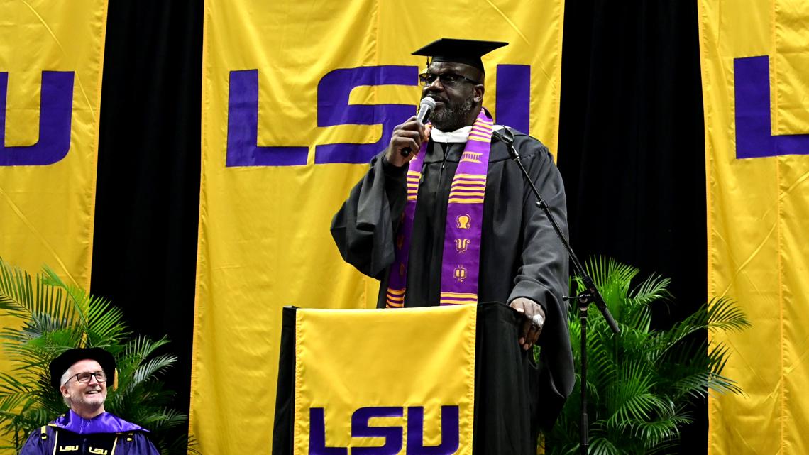 Shaquille O'Neal earns MLA from LSU, speaks at graduation ceremony |  wwltv.com