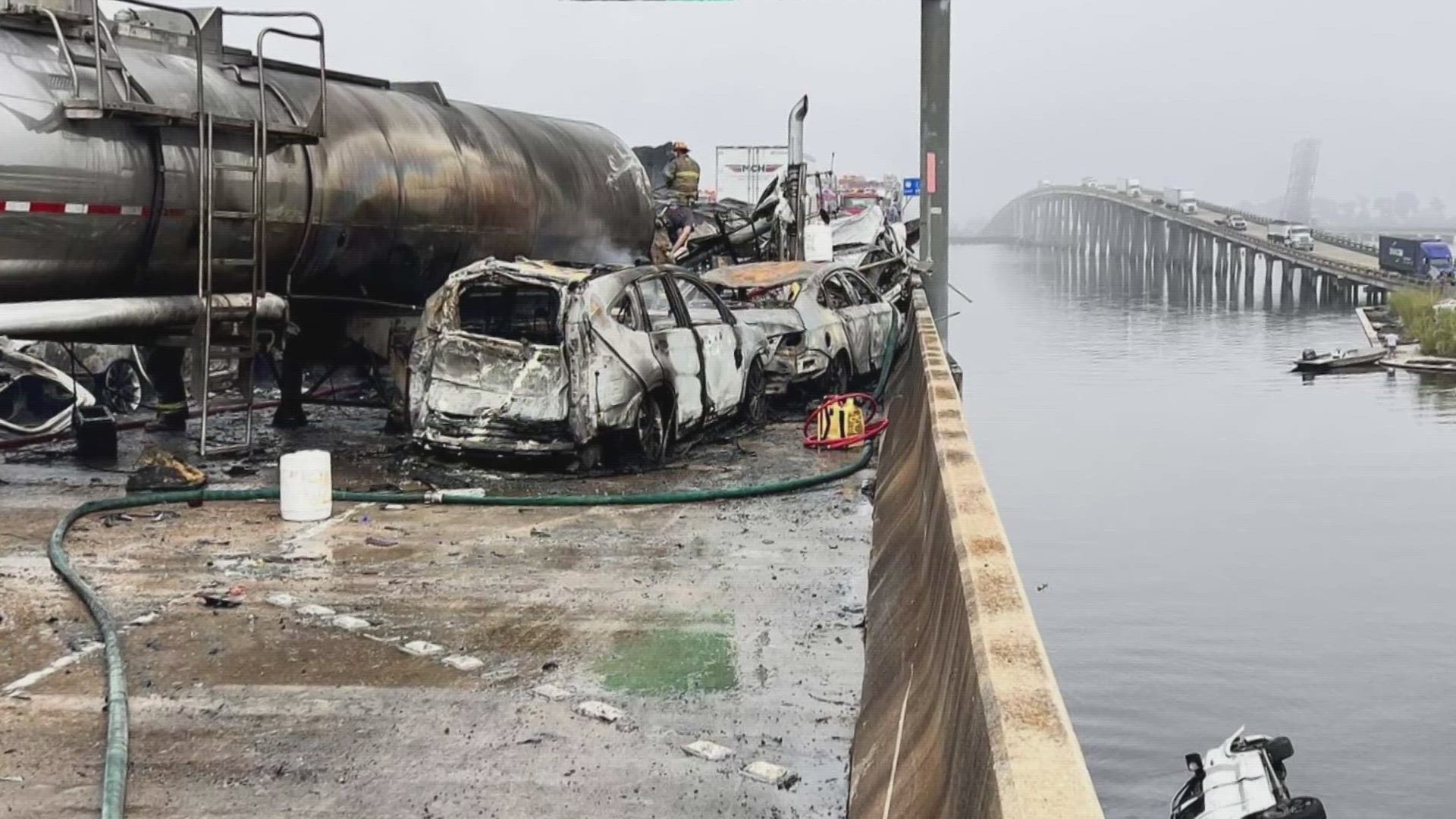 Erica Glory says one of the crashes on I-55 happened directly behind her. Louisiana State Police say 168 cars were involved in the pileup.