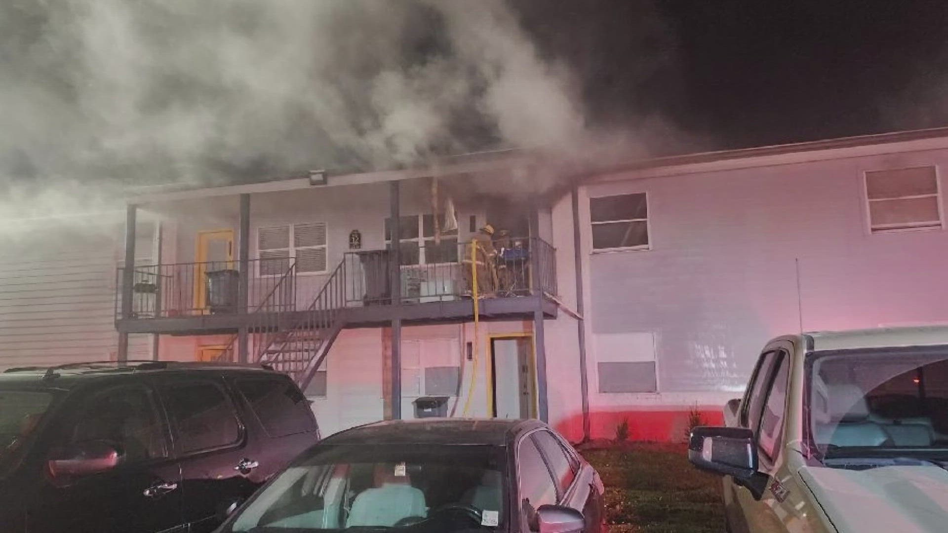 The fire started in a second-floor unit in the Summerfield Apartment complex, McAuliffe said.