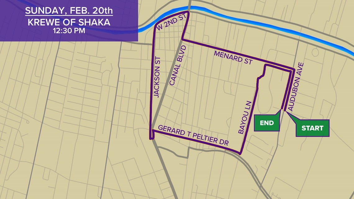 Krewe of Shaka parade route, start time