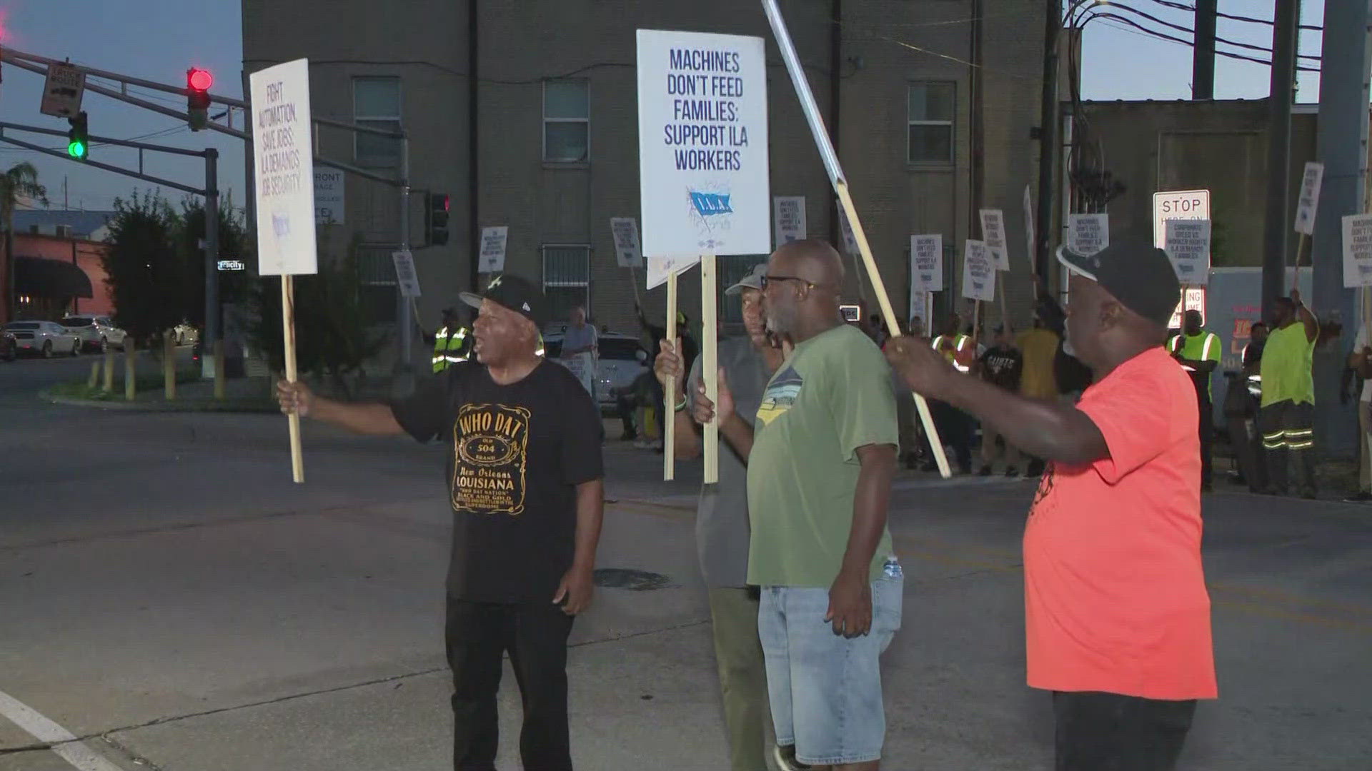 Dockworkers go on strike across the country including at Port Nola.