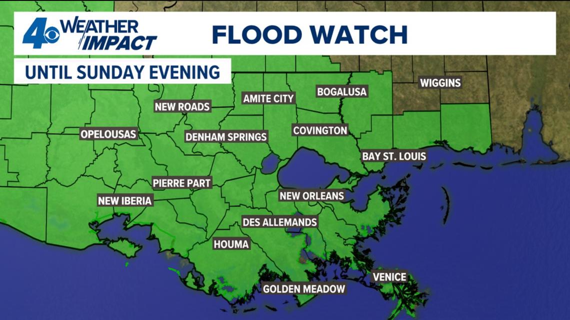 National Weather Service issues Flood Watch for New Orleans area as heavy rain moves in