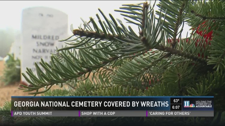 Georgia National Cemetery covered by wreaths